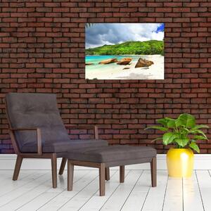 Kép - Seychelle-szigetek, Takamaka tengerpart (70x50 cm)