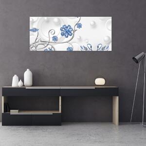 Kép - kék hattyúk (120x50 cm)
