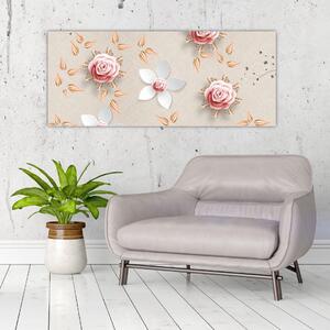 Kép - rózsa virágok (120x50 cm)