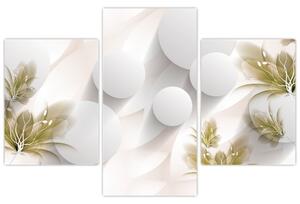 Kép - 3D körök virágokkal (90x60 cm)