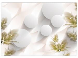 Kép - 3D körök virágokkal (70x50 cm)