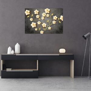 Kép - Aranybokor fekete háttéren (90x60 cm)