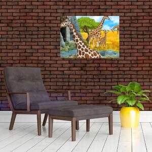 Kép - zsiráf család (70x50 cm)