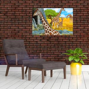 Kép - zsiráf család (90x60 cm)