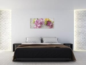 Kép - Virágok a falon pasztell színekben (120x50 cm)