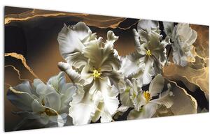 Kép - Orchidea virágok márvány háttérrel (120x50 cm)