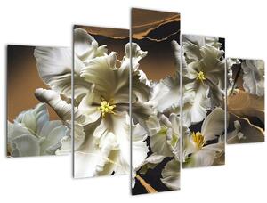 Kép - Orchidea virágok márvány háttérrel (150x105 cm)