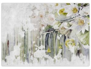 Kép - Fehér virágok, vintage (70x50 cm)