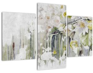 Kép - Fehér virágok, vintage (90x60 cm)