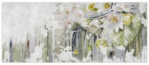 Kép - Fehér virágok, vintage (120x50 cm)