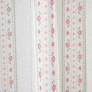 Fehér-rózsaszín átlátszó függöny 140x122 cm Floral Stripe – Catherine Lansfield
