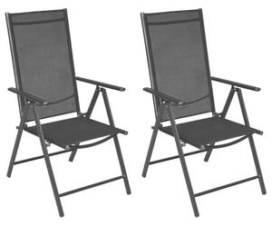 2 db fekete összecsukható alumínium és textilén kerti szék