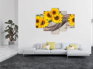 Kép - Ragyogó napraforgó virágok (150x105 cm)