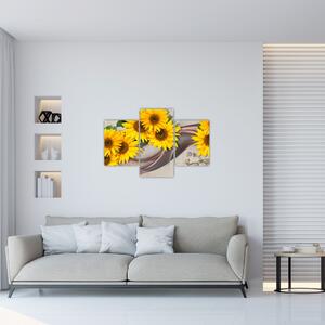 Kép - Ragyogó napraforgó virágok (90x60 cm)