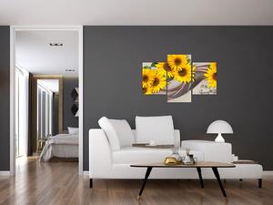 Kép - Ragyogó napraforgó virágok (90x60 cm)