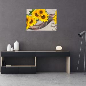 Kép - Ragyogó napraforgó virágok (70x50 cm)
