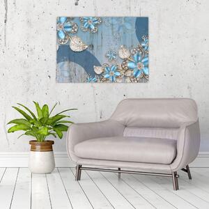 Kép - kék virágok (70x50 cm)