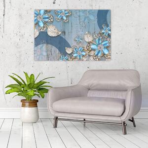 Kép - kék virágok (90x60 cm)