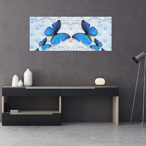 Kép - kék pillangók (120x50 cm)