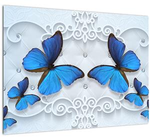 Kép - kék pillangók (üvegen) (70x50 cm)