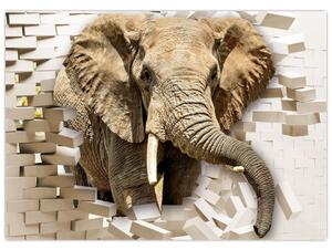Kép - Egy elefánt áttör a falon (70x50 cm)