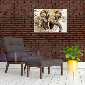 Kép - Egy elefánt áttör a falon (70x50 cm)