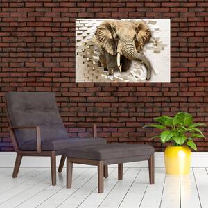 Kép - Egy elefánt áttör a falon (90x60 cm)