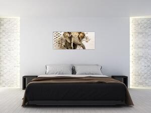Kép - Egy elefánt áttör a falon (120x50 cm)