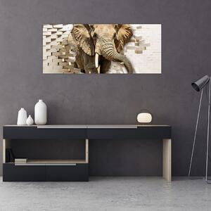 Kép - Egy elefánt áttör a falon (120x50 cm)