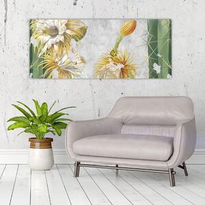 Kép - virágzó kaktuszok, vintage (120x50 cm)