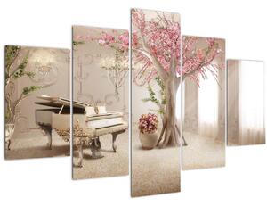Kép - Álmodozó belső tér zongorával (150x105 cm)