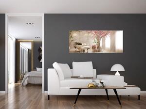 Kép - Álmodozó belső tér zongorával (120x50 cm)