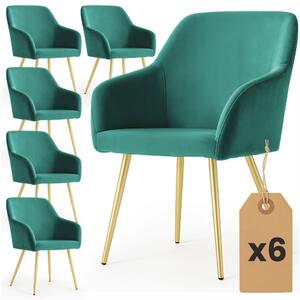 AKORD Furniture Factory ESTELLE kárpitozott szék welur butelkazöld arany lábakkal
