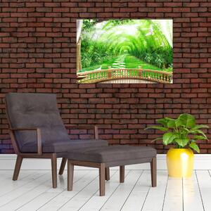 Kép - Trópusi kertre néző kilátás (90x60 cm)
