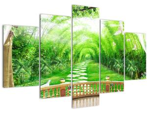 Kép - Trópusi kertre néző kilátás (150x105 cm)
