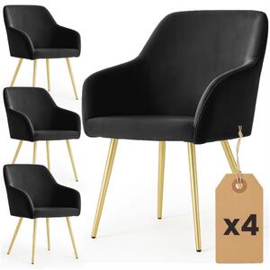 AKORD Furniture Factory ESTELLE Étkezőszék Welúr Fekete Arany Lábakkal 4 db
