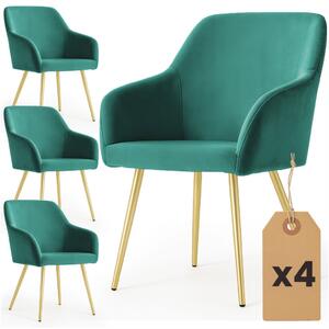 AKORD Furniture Factory ESTELLE Tapicerowane Krzesło Welur Butelkowa Zeleń Złote Nogi