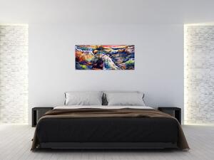 Kép - Hajó az óceán hullámain, aquarel (120x50 cm)