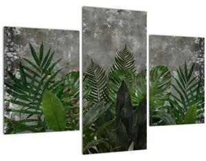 Kép - Betonfal növényekkel (90x60 cm)