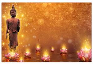 Kép - Buddha arany csillogással (90x60 cm)