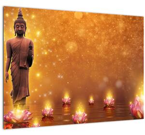 Kép - Buddha arany csillogással (üvegen) (70x50 cm)