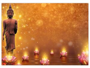 Kép - Buddha arany csillogással (70x50 cm)