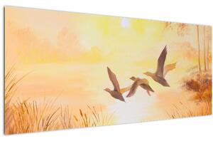 Kép - Daruk naplementekor (120x50 cm)