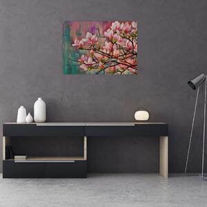 Kép - olajfestmény, virágzó Sakura (70x50 cm)