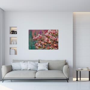 Kép - olajfestmény, virágzó Sakura (90x60 cm)