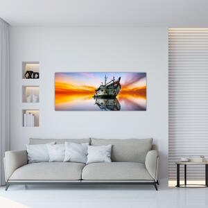 Kép - Napkelte egy hajóroncs felett (120x50 cm)