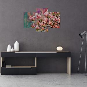 Kép - olajfestmény, virágzó Sakura (90x60 cm)