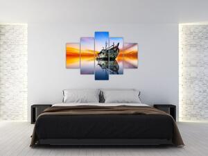 Kép - Napkelte egy hajóroncs felett (150x105 cm)