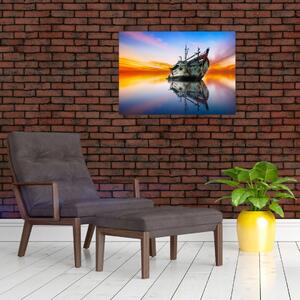 Kép - Napkelte egy hajóroncs felett (70x50 cm)
