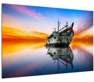 Kép - Napkelte egy hajóroncs felett (90x60 cm)